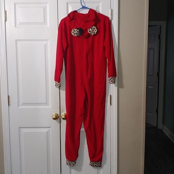 Disney Minnie Mouse Hoodie Leopard One Piece Pajama Onsie SZ M - Picture 6 of 9